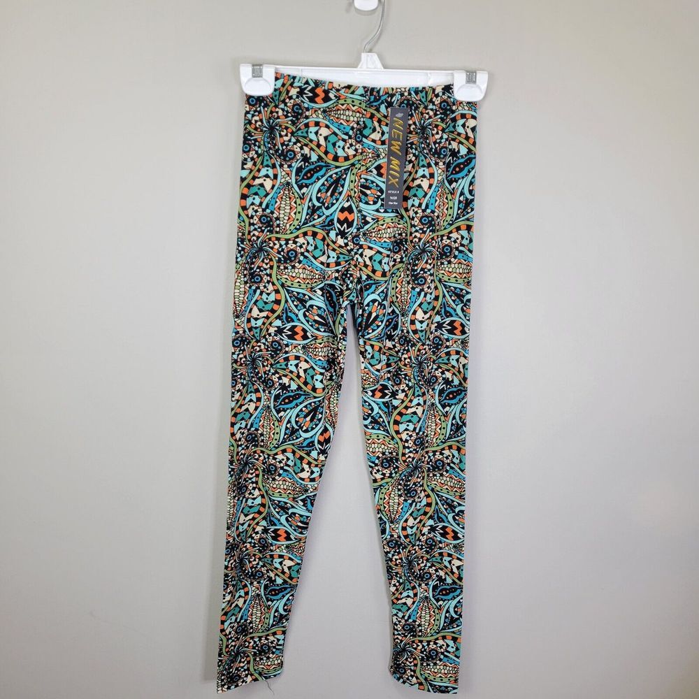 New Mix Multi Color Paisley Polyester Spandex Ankle Leggings One Size Fits All